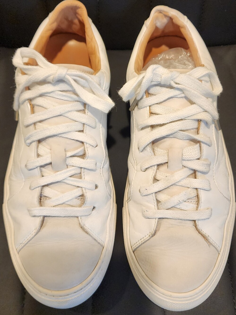 John Varvatos White Leather Low-Top Sneakers